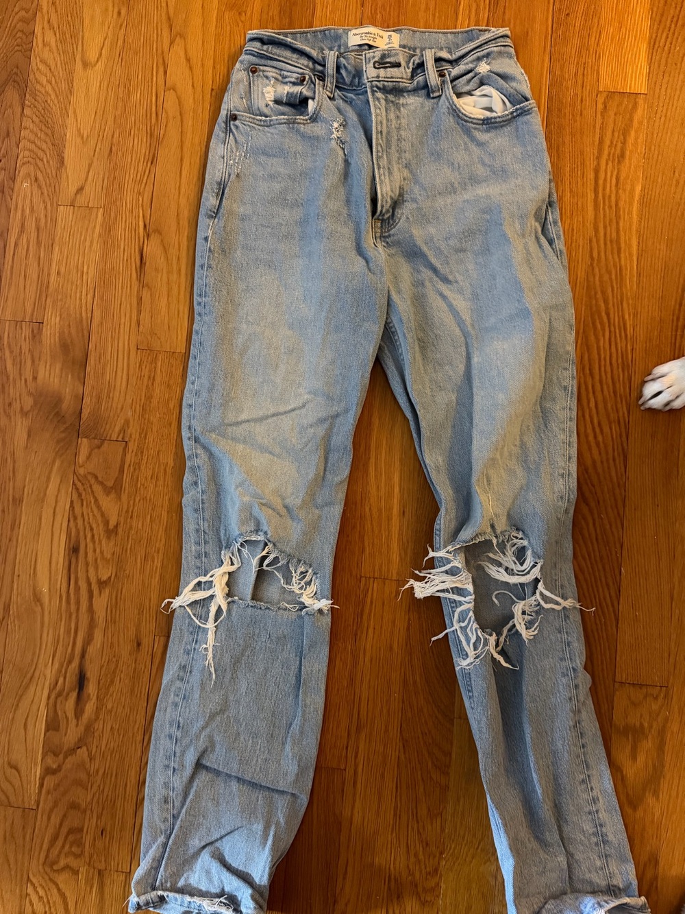 Abercrombie & Fitch Light Blue Distressed Boyfriend Jeans